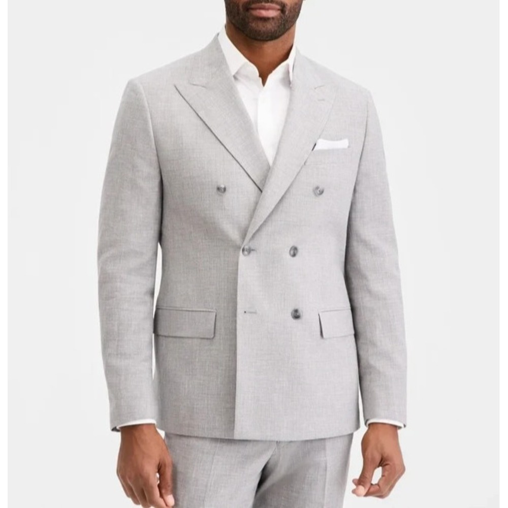 Michael Kors Mens Classic fit Linen Double Breasted Suit Jacket Blazer 50R Grey